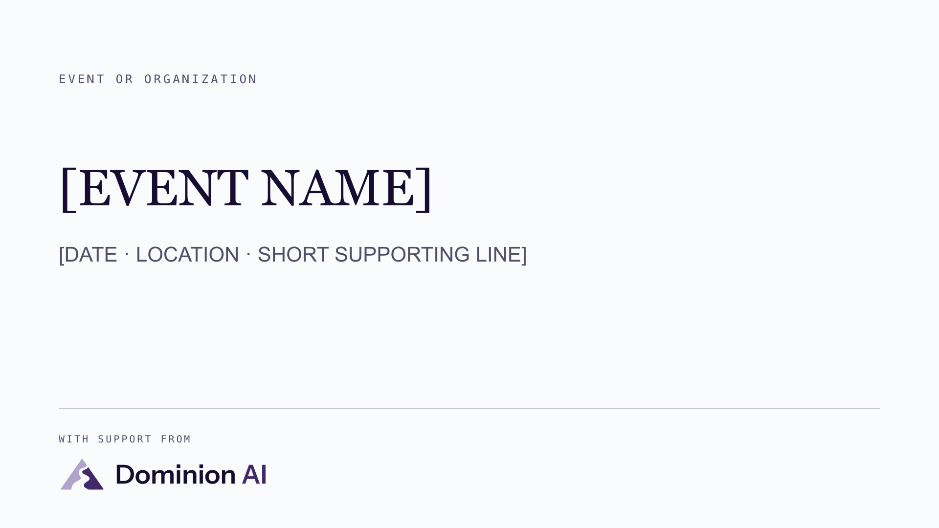 Dominion AI event sponsor screen template